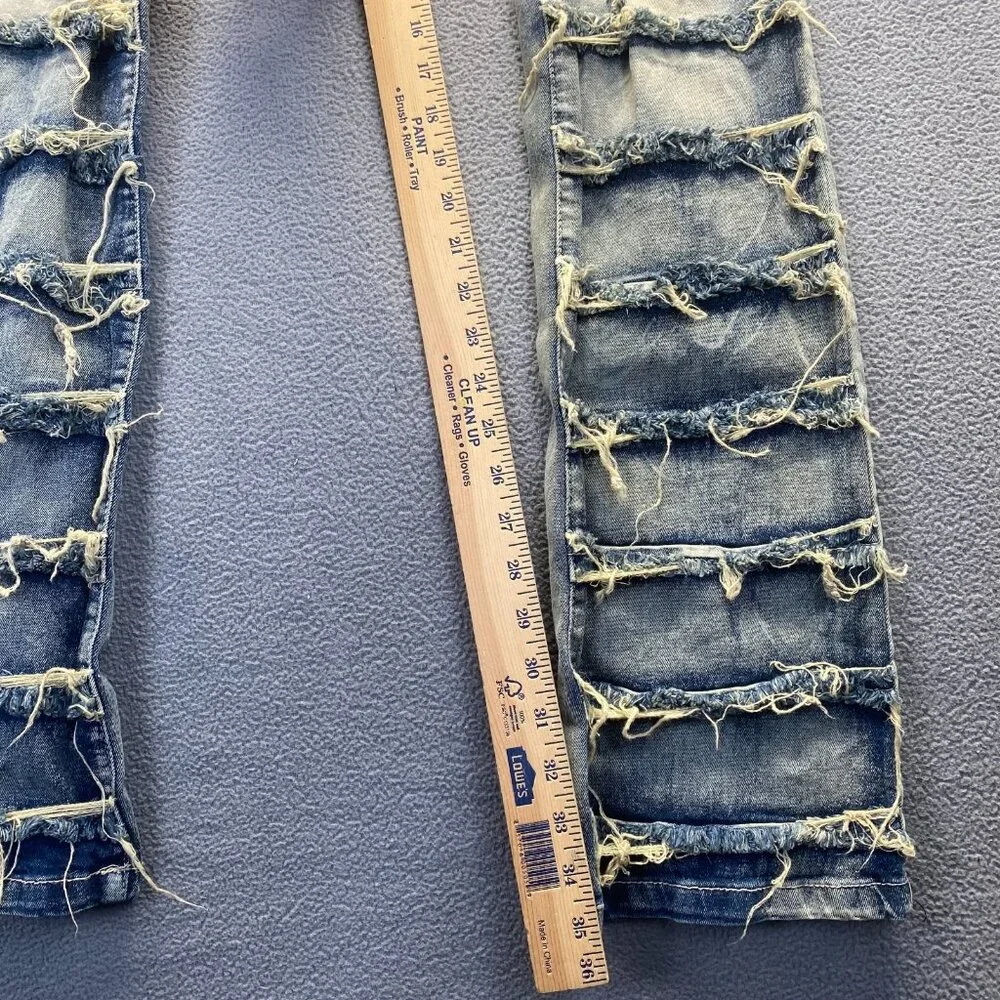 SPARK PREMIUM 29X38 Stretch Ripped Distressed Flare‎ Fit Stacked Denim Jeans